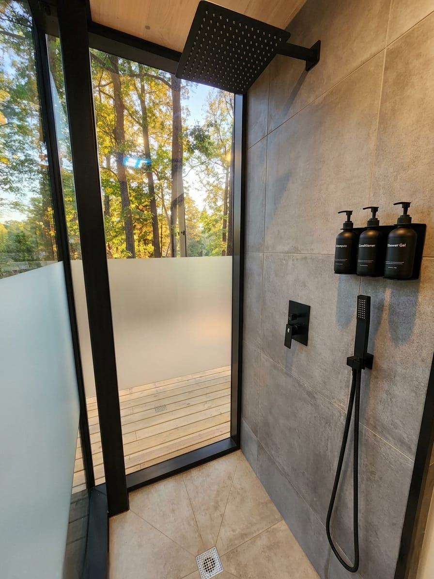 Rain shower against frosted glass