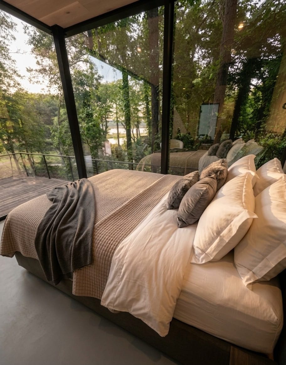 Bedroom with lake view