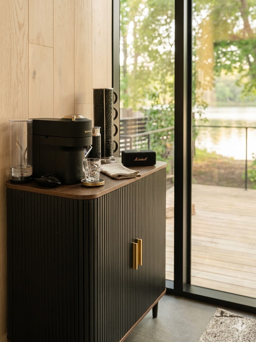 Coffee station with lake view
